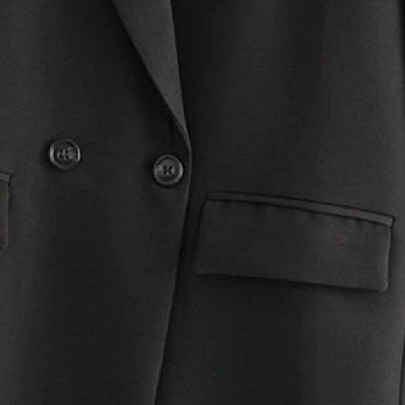 Double Breasted Lapel Neck Blazer black - Picture 15 of 16